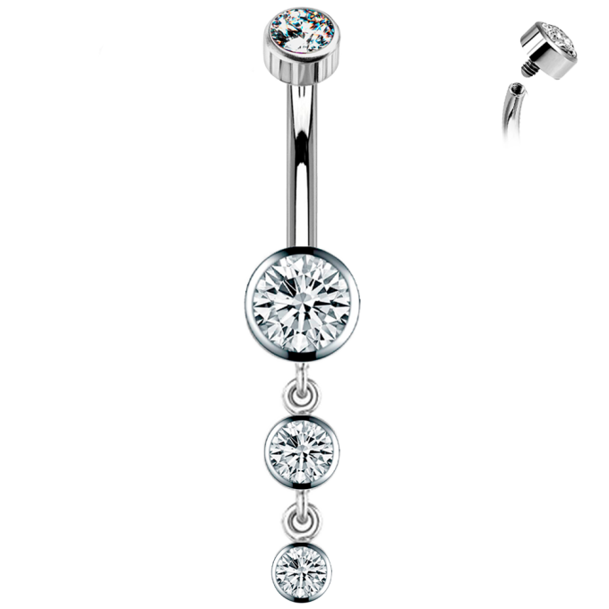 Piercing Ombligo de Titanio ASTM F136 con Circonitas Cúbicas