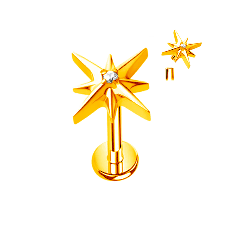 Piercing para Oreja de Titanio ASTM F136 estilo Estrella con Circonita