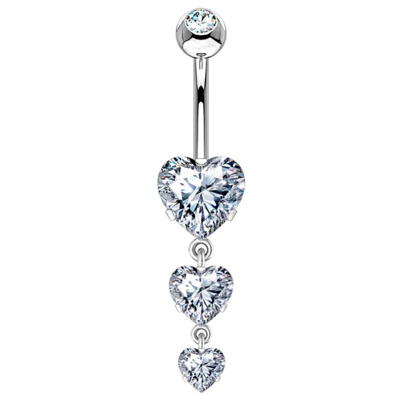 Piercing para el Ombligo de Acero Quirúrgico con Colgante de Cristales Premium Zirconia en forma de Corazón