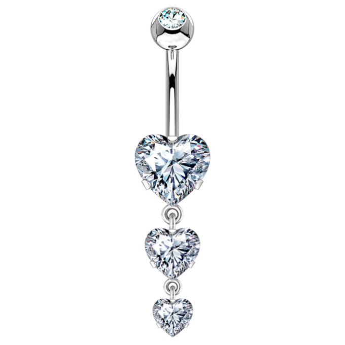 Piercing para el Ombligo de Acero Quirúrgico con Colgante de Cristales Premium Zirconia en forma de Corazón