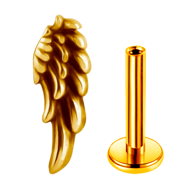 Piercing Hélix en Forma de Ala de Titanio ASTM F136 Bañado en Oro