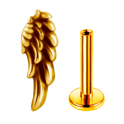 Piercing Hélix en Forma de Ala de Titanio ASTM F136 Bañado en Oro