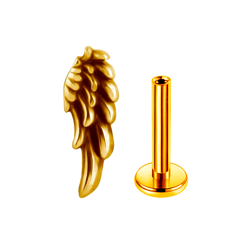 Piercing Hélix en Forma de Ala de Titanio ASTM F136 Bañado en Oro