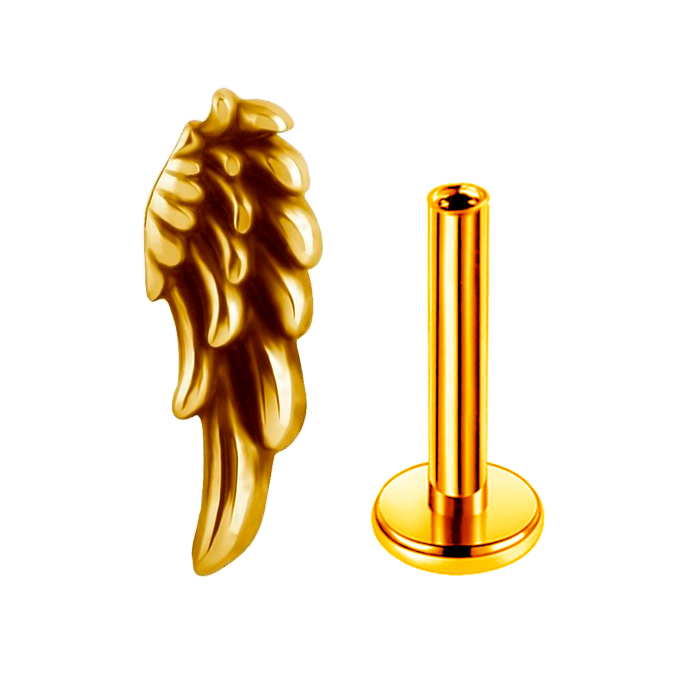 Piercing Hélix en Forma de Ala de Titanio ASTM F136 Bañado en Oro