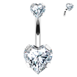 Piercing Ombligo de Titanio con Cristales estilo Corazón