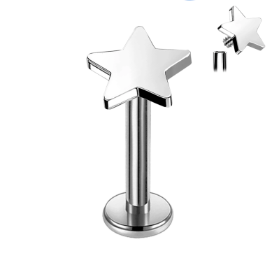 Labret de Titanio ASTM F136 con Rosca Interna tipo Estrella