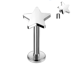 Labret de Titanio ASTM F136 con Rosca Interna tipo Estrella