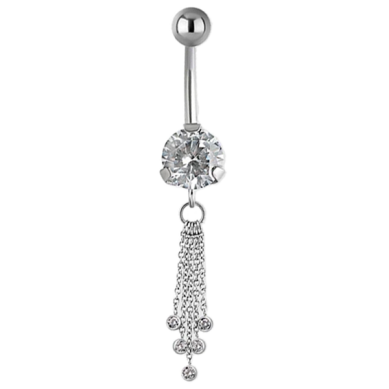 Piercing Ombligo de Acero Quirúrgico con Cristales Premium Zirconia