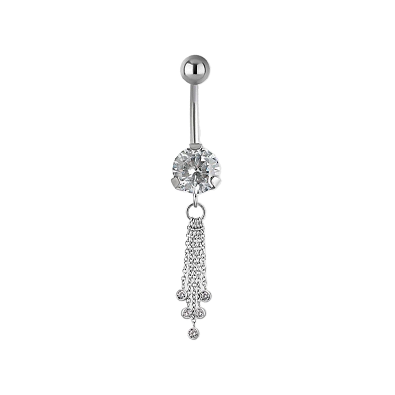 Piercing Ombligo de Acero Quirúrgico con Cristales Premium Zirconia