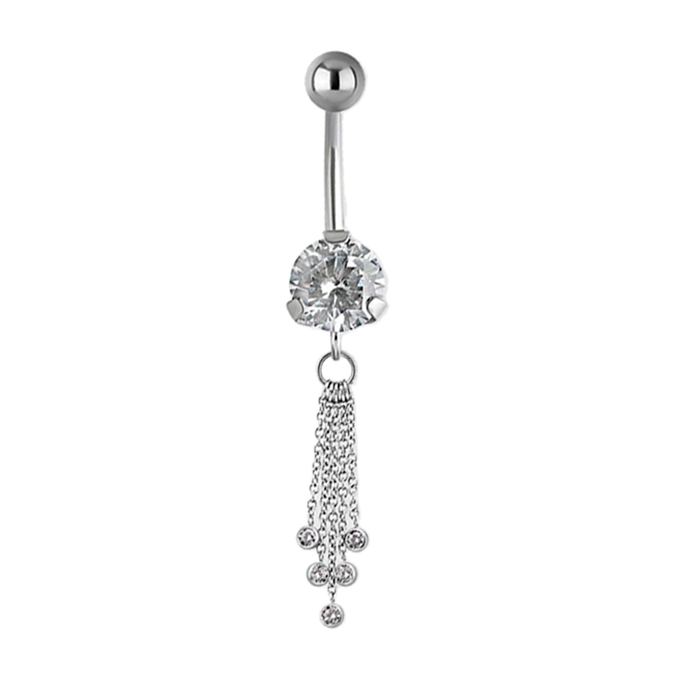Piercing Ombligo de Acero Quirúrgico con Cristales Premium Zirconia