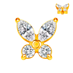 Recambio Microdermal Dorado de Acero Quirúrgico estilo Mariposa con Circonitas