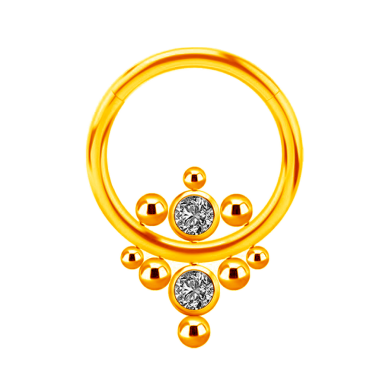 Aro Septum de Titanio ASTM F136 Bañado en Oro con Cristales Premium Zirconia