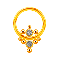 Aro Septum de Titanio ASTM F136 Bañado en Oro con Cristales Premium Zirconia