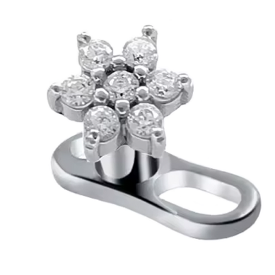 Microdermal de Titanio con Circonitas Cubicas estilo Flor