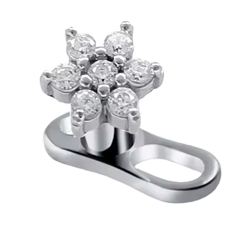 Microdermal de Titanio con Circonitas Cubicas estilo Flor