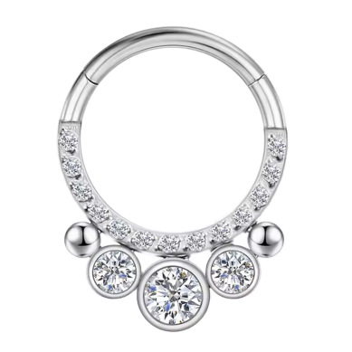 Aro para Septum de Titanio ASTM F136 con Circonitas Cúbicas
