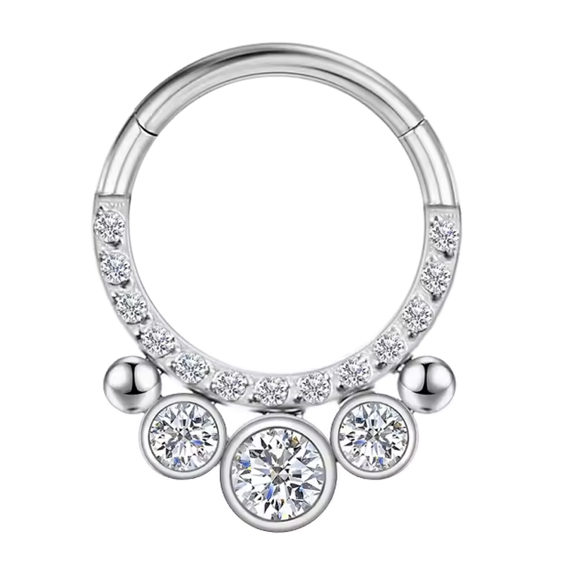 Aro para Septum de Titanio ASTM F136 con Circonitas Cúbicas