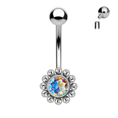 Piercing banana para cejas de Titanio ASTM F136 con Cristal Premium Zirconia