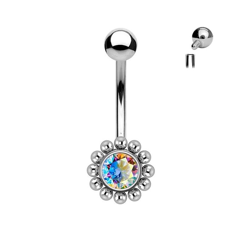 Piercing banana para cejas de Titanio ASTM F136 con Cristal Premium Zirconia