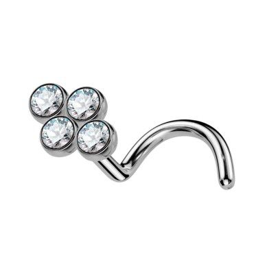 Nostril de Titanio ASTM F136 con Cuatro Cristales Premium Zirconia