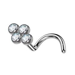 Nostril de Titanio ASTM F136 con Cuatro Cristales Premium Zirconia