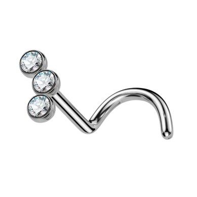 Piercing Espiral de Titanio ASTM F136 con Tres Cristales Premium Zirconia