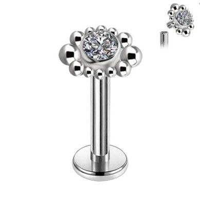 Hélix de Titanio ASTM F136 con Bolitas y Cristal Premium Zirconia