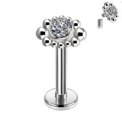 Hélix de Titanio ASTM F136 con Bolitas y Cristal Premium Zirconia
