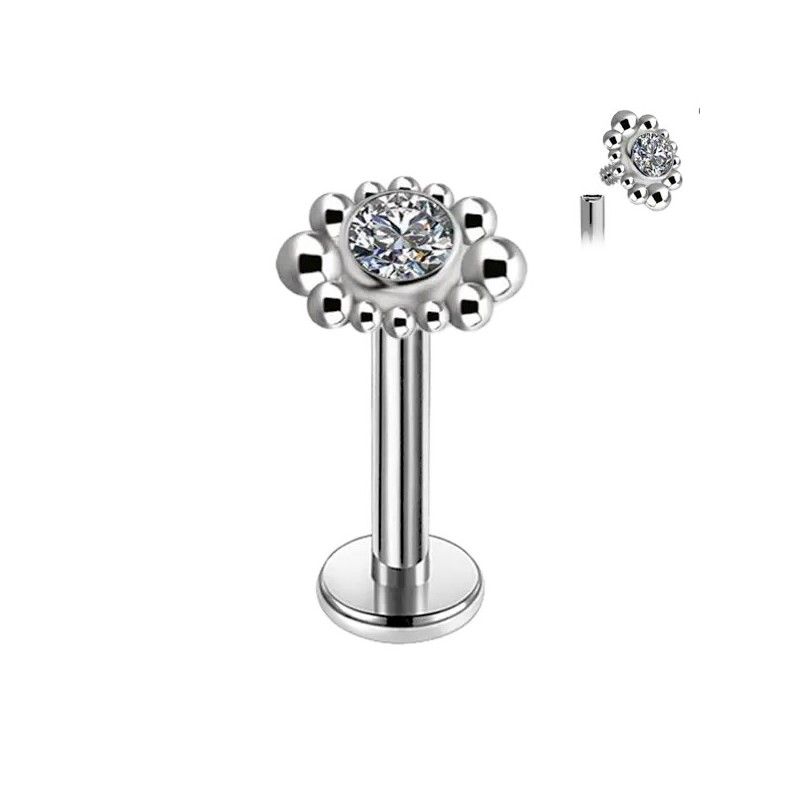 Hélix de Titanio ASTM F136 con Bolitas y Cristal Premium Zirconia