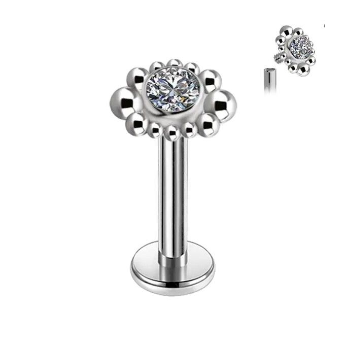 Hélix de Titanio ASTM F136 con Bolitas y Cristal Premium Zirconia