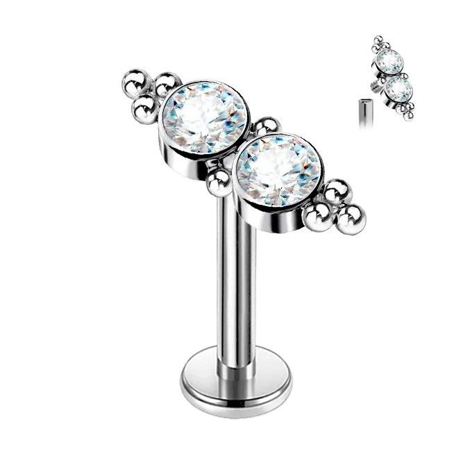 Piercing Hélix de Titanio ASTM F136 con Cristales Premium Zirconia