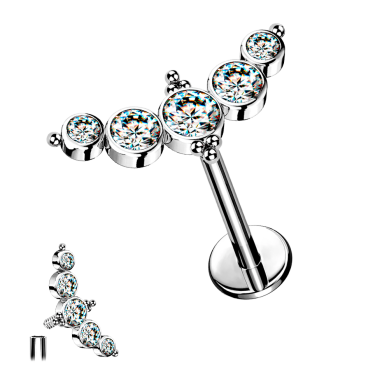 Piercings Helix de Titanio ASTM F136 con Zirconia Cúbica y Bolitas