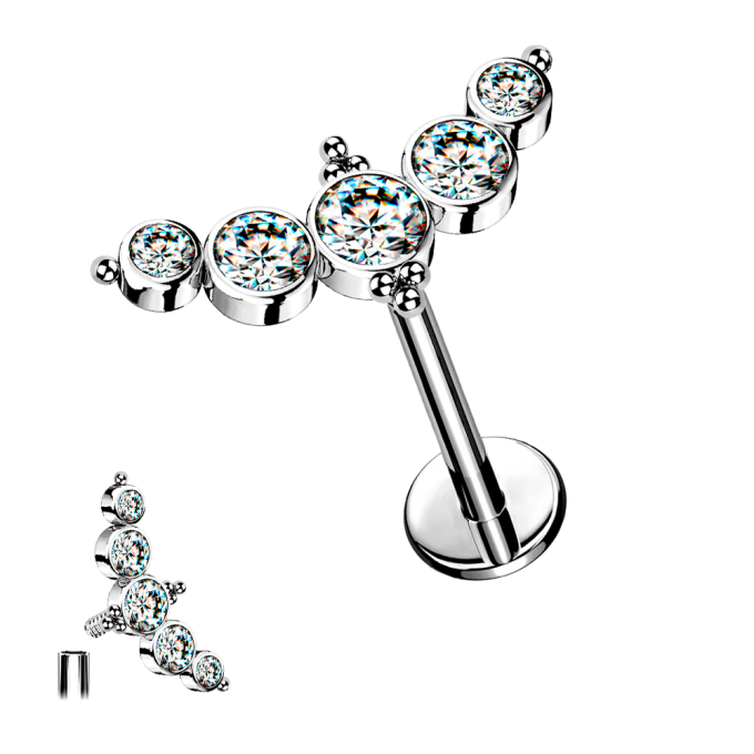 Piercings Helix de Titanio ASTM F136 con Zirconia Cúbica y Bolitas