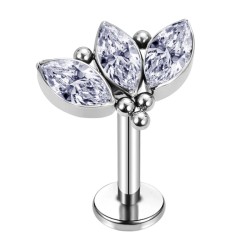 Piercing Hélix de Titanio ASTM F136 con Circonitas Cúbicas estilo Flor de Lotus