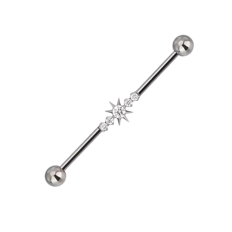 Industrial Piercing de Titanio ASTM F136 con Circonitas estilo Estrella