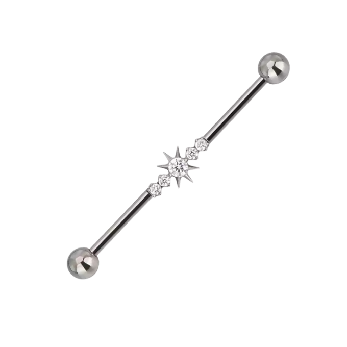 Industrial Piercing de Titanio ASTM F136 con Circonitas estilo Estrella