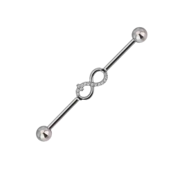 Industrial Piercing de Titanio ASTM F136 con Símbolo del Infinito y Circonitas