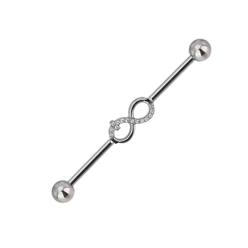 Industrial Piercing de Titanio ASTM F136 con Símbolo del Infinito y Circonitas