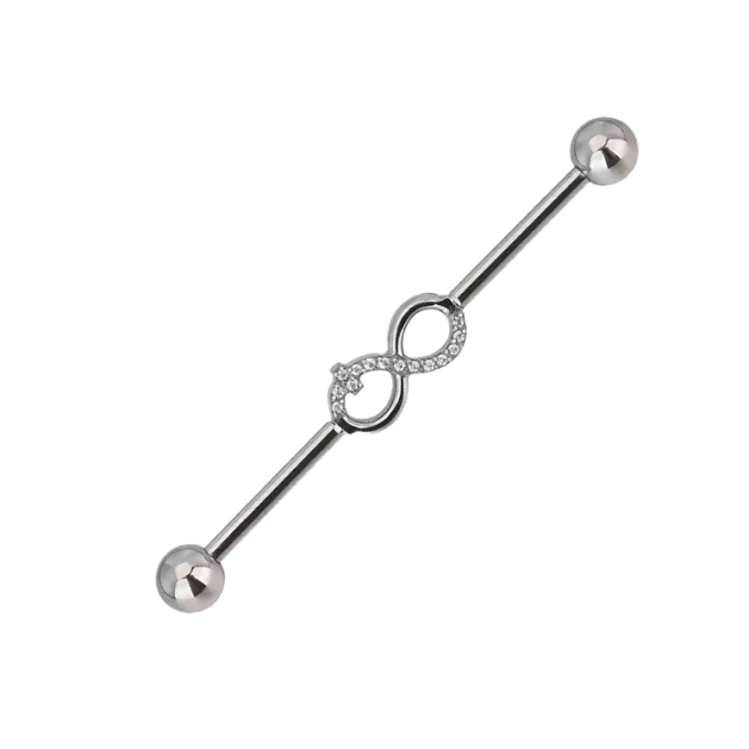 Industrial Piercing de Titanio ASTM F136 con Símbolo del Infinito y Circonitas