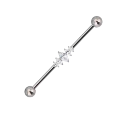 Industrial Piercing de Titanio ASTM F136 con Circonitas Cúbicas estilo Marquise