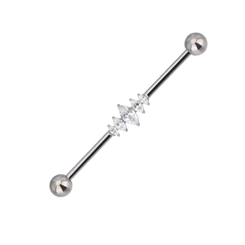 Industrial Piercing de Titanio ASTM F136 con Circonitas Cúbicas estilo Marquise