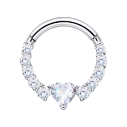 Aro Septum de Titanio ASTM F136 con Cúbic Zirconia estilo Corazón
