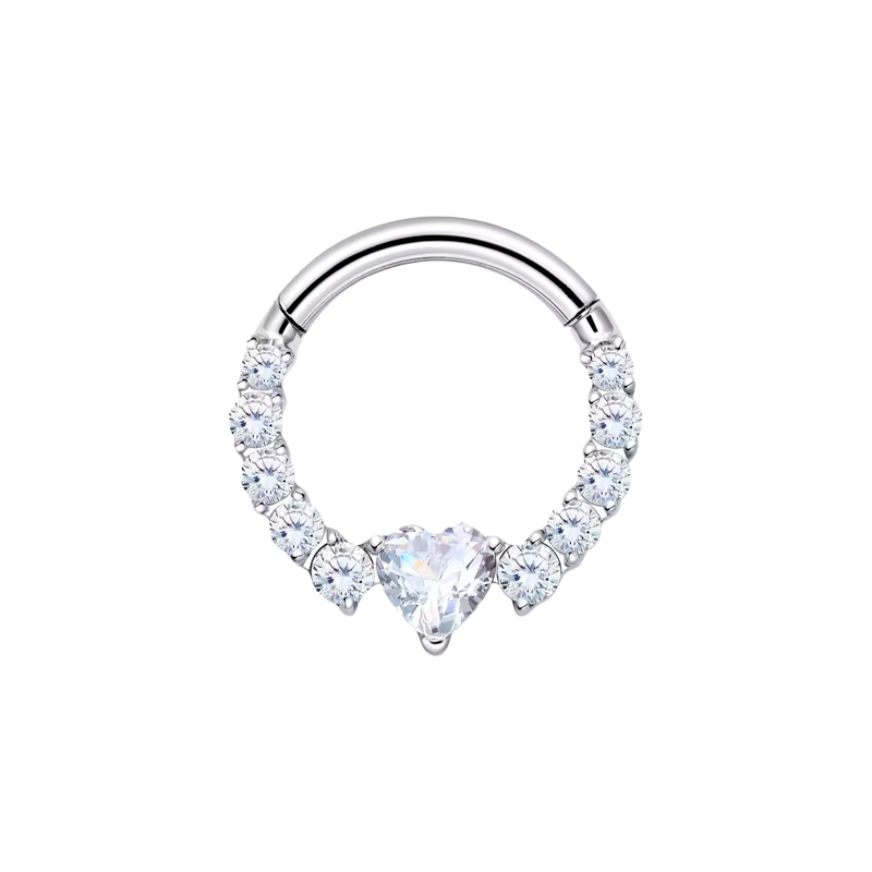 Aro Septum de Titanio ASTM F136 con Cúbic Zirconia estilo Corazón