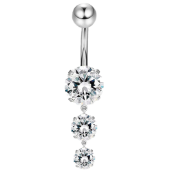 Piercing Ombligo de Titanio ASTM F136 con Circonitas Cúbicas colgante