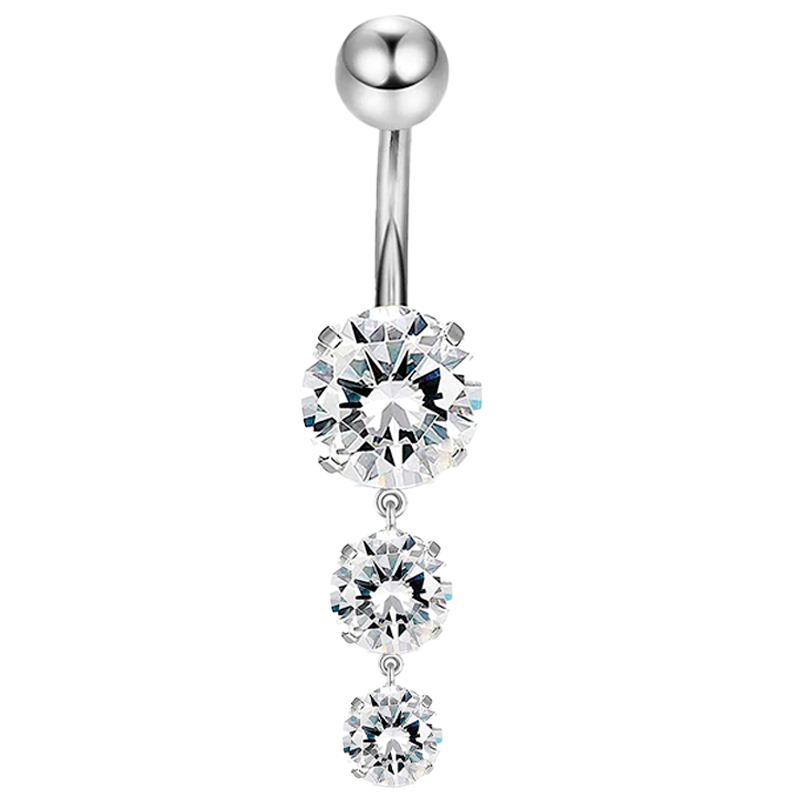 Piercing Ombligo de Titanio ASTM F136 con Circonitas Cúbicas colgante