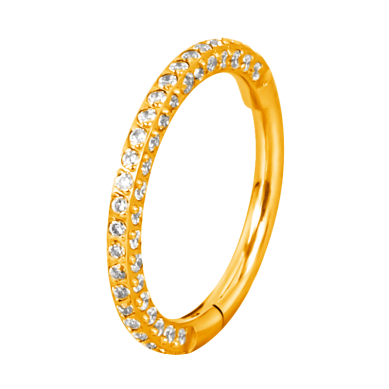 Aro para Nariz Dorado con Circonitas Cúbicas en Tres Lados