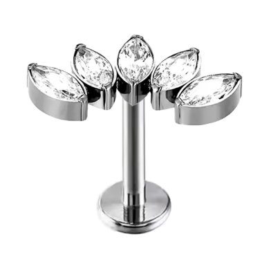 Hélix de Titanio ASTM F136 con 5 Circonitas estilo Marquise