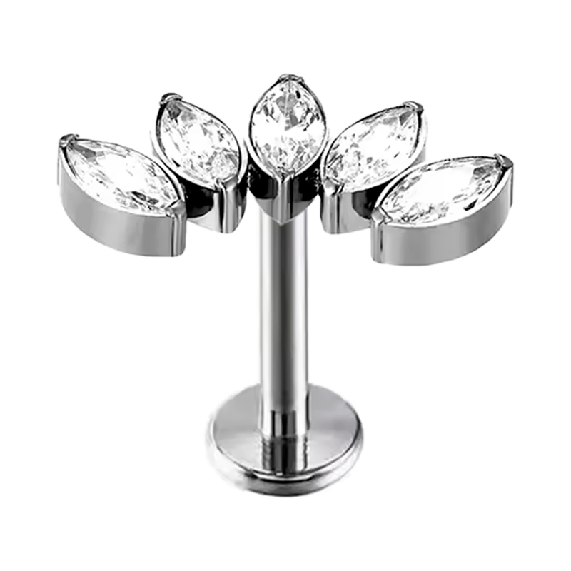 Hélix de Titanio ASTM F136 con 5 Circonitas estilo Marquise