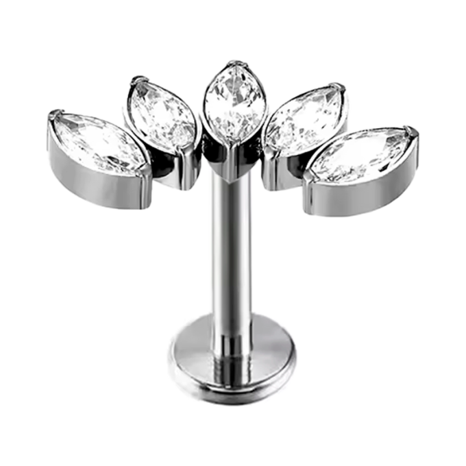 Hélix de Titanio ASTM F136 con 5 Circonitas estilo Marquise