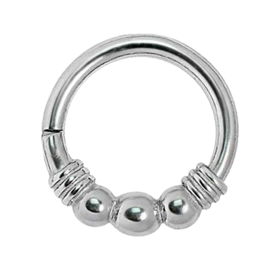 Anillo Cierre Fácil Étnico con Bolas de Acero Quirúrgico